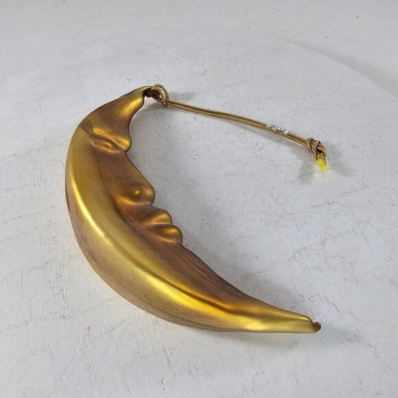 Vintage Department 56 Frosted Gold Mercury Glass Moon Ornament 5 1/2 inch - Picture 8 of 8